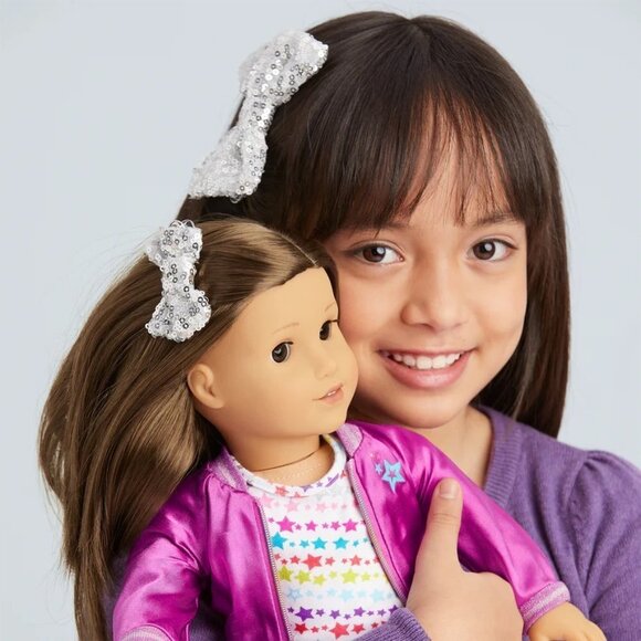 American Girl Silver Sparkle Matching Bows for Girls and Dolls - Picture 1 of 5